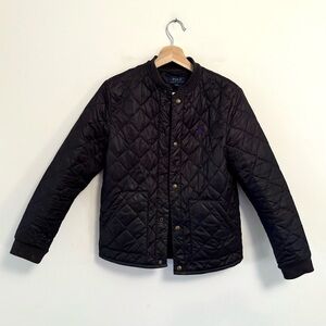 Polo By Ralph Lauren Button Front Quilted Jacket Long Sleeve Black Boys Large